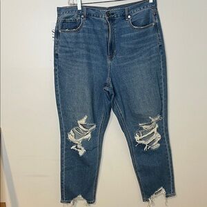 Distressed Blue Women’s Jeans soft stretch boyfriend fit